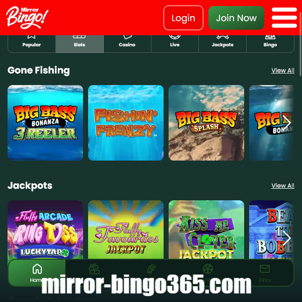 Live Blackjack Section Mirror Bingo